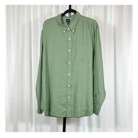 J.Crew NWT Sz XXL Classic Faded Bluegrass Linen Cotton Button Down Shirt - Picture 4 of 9
